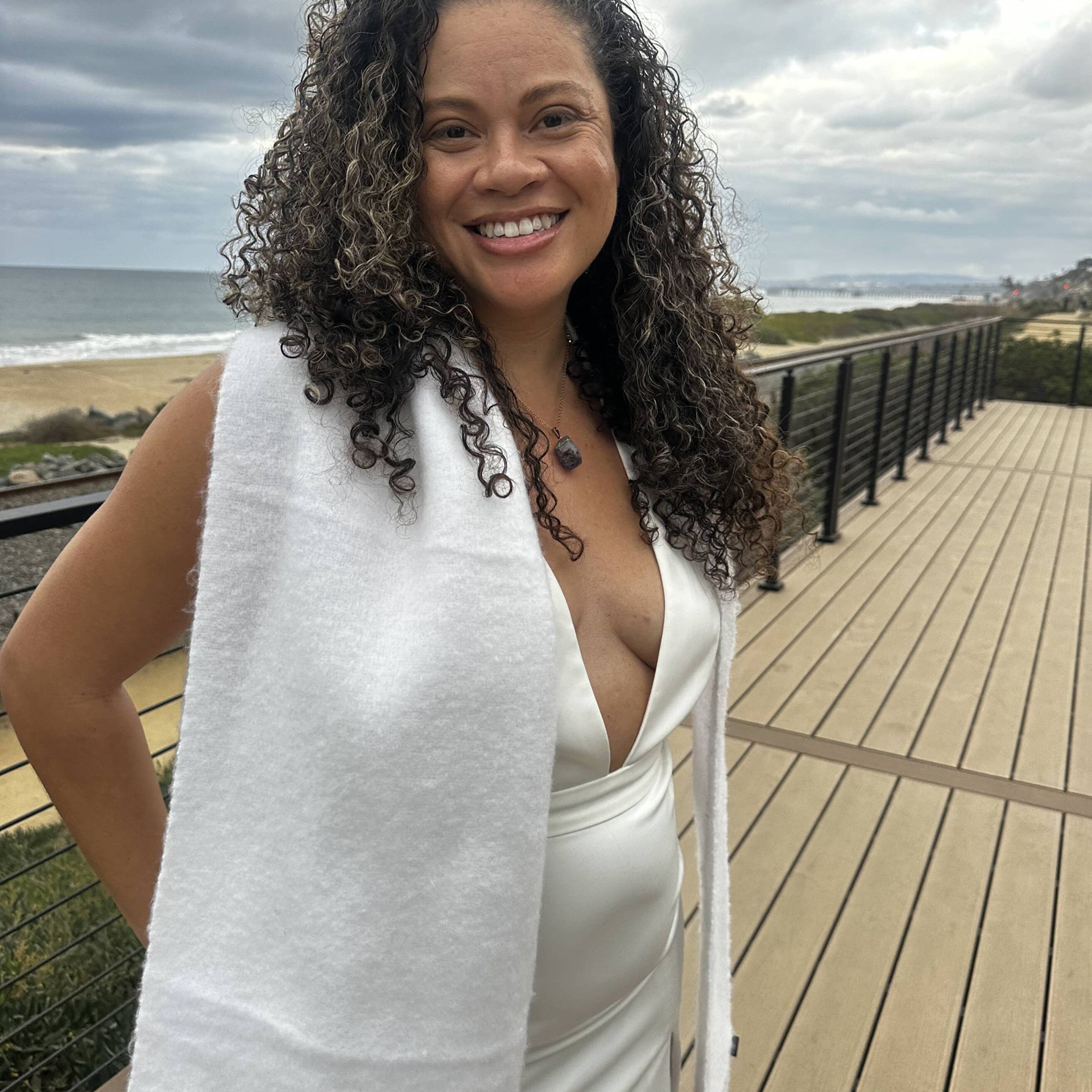 Rae Can at the beach boardwalk